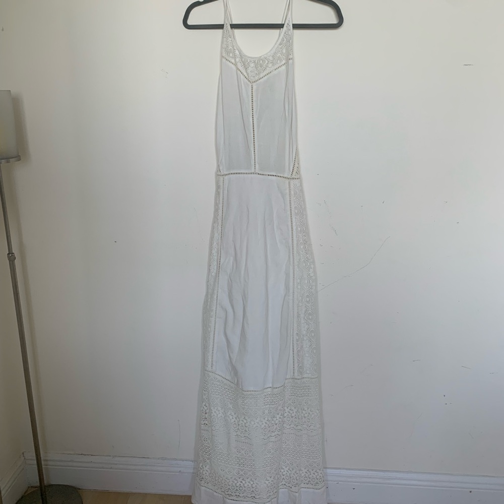 SUPERDRY vintage harmony maxi dress in off-white